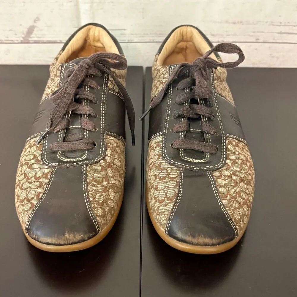 Coach‎ Brown Tan "Slyvie" Tennis Shoes Womens 8 - Picture 3 of 7